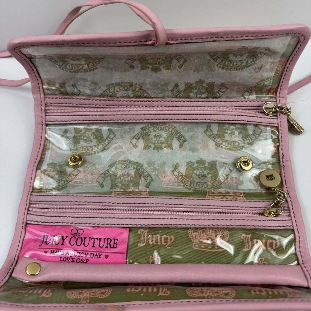 Y2K Vtg Juicy Couture 2pc Velour Cosmetic Organizer Jewelry Roll Bag JUICY BLING